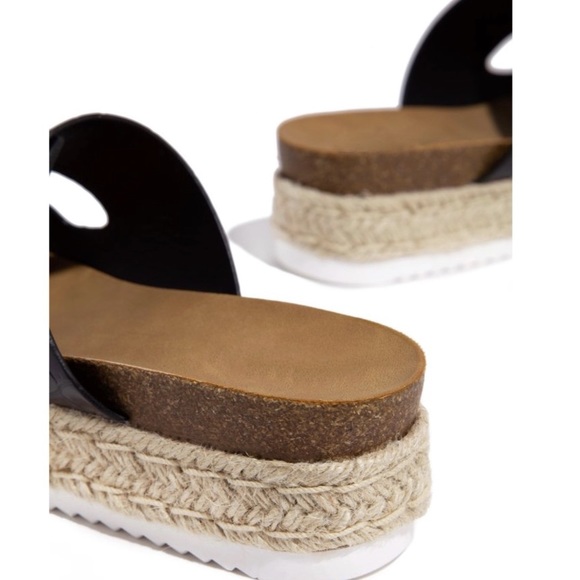 Adjustable Black Croc Double Buckle Espadrille - Picture 6 of 9
